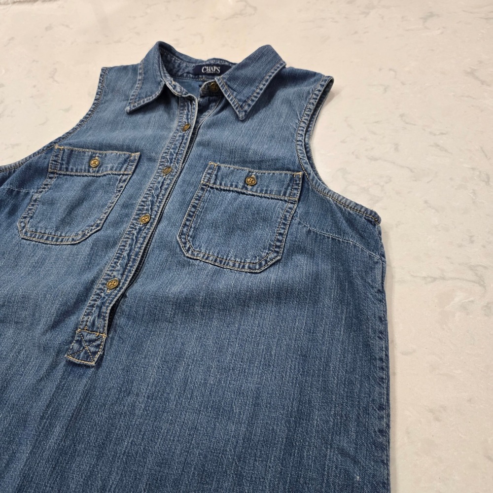 Chaps Denim Sleeveless Mini Dress | Cottagecore Western Boho Size M